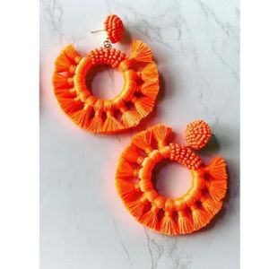 Neon Orange Fringe Earrings